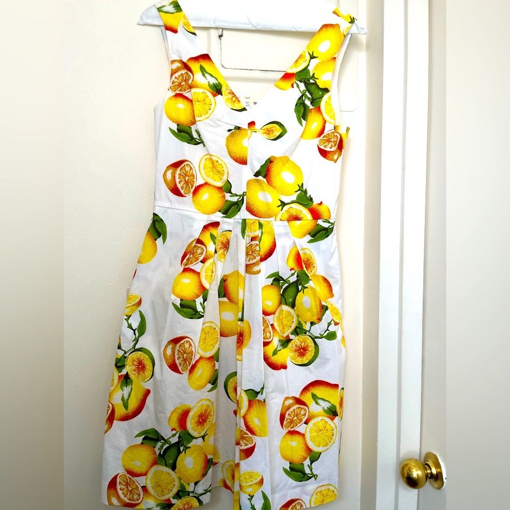 Banana Republic Lemon Print Dress with Pockets